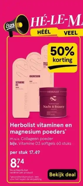 Etos Herbolist vitaminen en magnesium poeders aanbieding