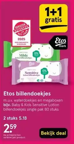 Etos Etos billendoekjes aanbieding
