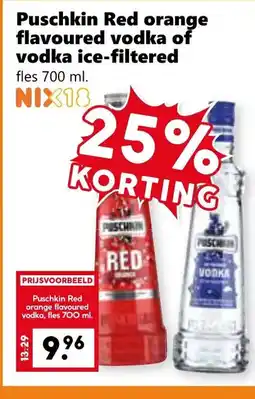 Coop Puschkin Red orange flavoured vodka of vodka ice-filtered aanbieding
