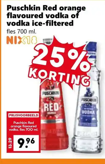 Puschkin Red orange flavoured vodka of vodka ice-filtered