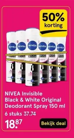 Etos NIVEA Invisible Black & White Original Deodorant Spray 150 ml aanbieding