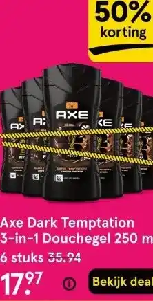 Etos Axe Dark Temptation 3-in-1 Douchegel 250 ml aanbieding