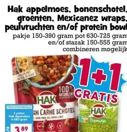 Boon`s Markt Hak appelmoes, bonenschotel. groenten, Mexicanez wraps. peulvruchten en/of protein bowl aanbieding