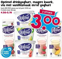 Boon`s Markt Optimel drinkyoghurt, magere kwark, vla met vanillesmaak en/of yoghurt aanbieding
