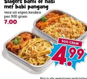 Boon`s Markt Slagers bami of nasi met babi pangang aanbieding