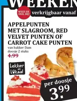 Boon`s Markt APPELPUNTEN MET SLAGROOM, RED VELVET PUNTEN OF CARROT CAKE PUNTEN aanbieding