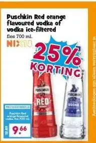 Boon`s Markt Puschkin Red orange flavoured vodka of vodka ice-filtered aanbieding