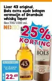 Boon`s Markt Licor 43 original. Bols extra oude belegen corenwijn of Drambuie whisky liquer aanbieding