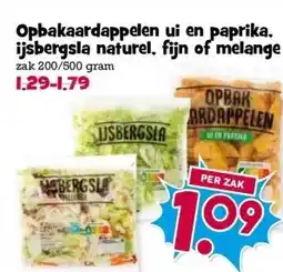 Boon`s Markt Opbakaardappelen ui en paprika. ijsbergsla naturel, fijn of melange aanbieding