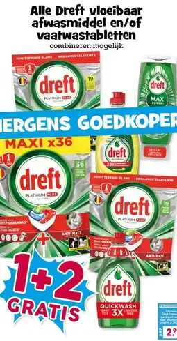 Boon`s Markt Alle Dreft vloeibaar afwasmiddel en/of vaatwastabletten aanbieding