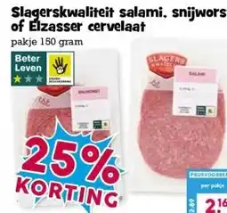 Boon`s Markt Slagerskwaliteit salami, snijworst of Elzasser cervelaat aanbieding