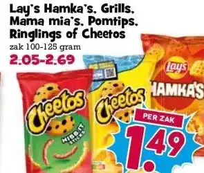 Boon`s Markt Lay's Hamka's, Grills. Mama mia's. Pomtips. Ringlings of Cheetos aanbieding