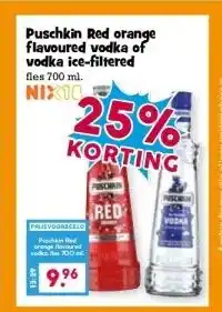 Boon`s Markt Puschkin Red orange flavoured vodka of vodka ice-filtered aanbieding