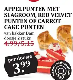 Coop Appelpunten Met Slagroom, Red Velvet Et Punten Of Carrot Cake Punten aanbieding