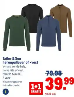 Makro Tailor & Son herenpullover of -vest aanbieding