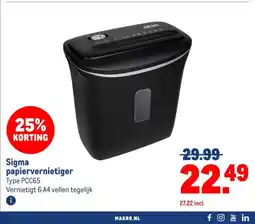 Makro Sigma papiervernietiger aanbieding