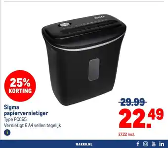 Makro Sigma papiervernietiger aanbieding
