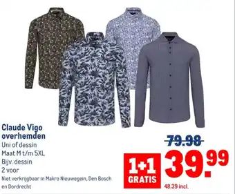 Makro Claude Vigo overhemden aanbieding