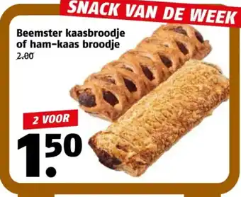 Poiesz Beemster kaasbroodje of ham-kaas broodje aanbieding