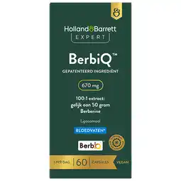 Holland & Barrett Holland & Barrett BerbiQ 670mg 100:1 Extract: Gelijk Aan 50 Gram Berberine Liposomaal - 60 capsules aanbieding