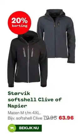 Welkoop Størvik softshell Clive of Napier aanbieding