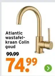 GAMMA Atlantic wastafel- kraan Colin goud aanbieding