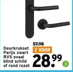 GAMMA Deurkrukset Parijs zwart RVS ovaal blind schild of rond rozet aanbieding