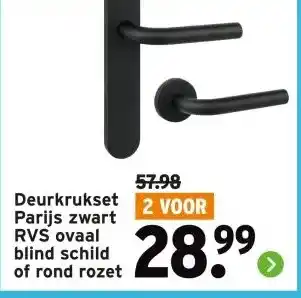 GAMMA Deurkrukset Parijs zwart RVS ovaal blind schild of rond rozet aanbieding