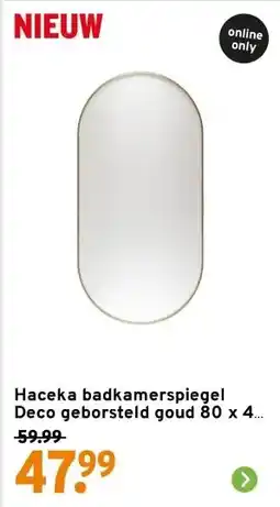 GAMMA Haceka badkamerspiegel Deco geborsteld goud 80 x 40 cm ovaal aanbieding
