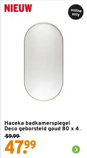 GAMMA Haceka badkamerspiegel Deco geborsteld goud 80 x 40 cm ovaal aanbieding