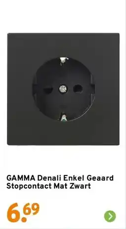 GAMMA GAMMA Denali Enkel Geaard Stopcontact Mat Zwart aanbieding