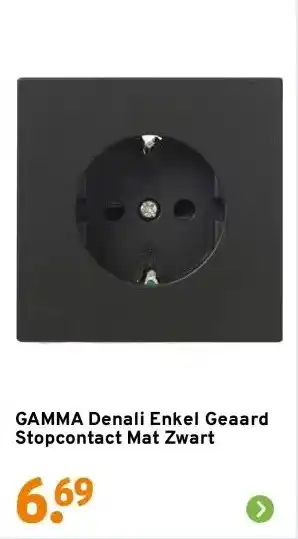 GAMMA GAMMA Denali Enkel Geaard Stopcontact Mat Zwart aanbieding