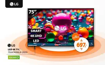 Expert LG 4K SMART 75UA74006LB (2025) aanbieding