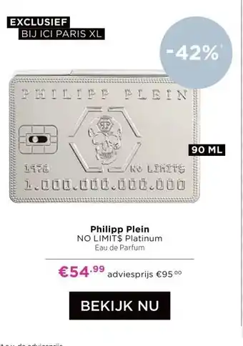 ICI Paris XL Philipp Plein NO LIMIT$ Platinum aanbieding