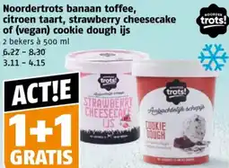 Poiesz Noordertrots banaan toffee, citroen taart, strawberry cheesecake of (vegan) cookie dough ijs aanbieding