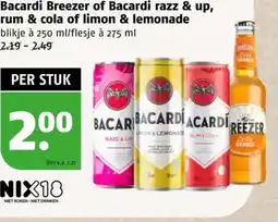 Poiesz Bacardi Breezer of Bacardi razz & up, rum & cola of limon & lemonade aanbieding
