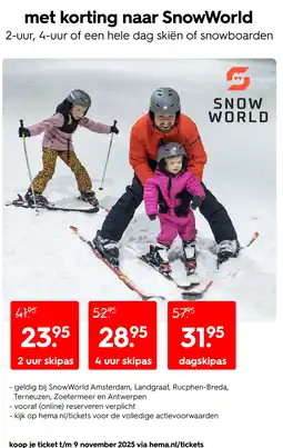 HEMA 4-uur of een hele dag skiën of snowboarden aanbieding