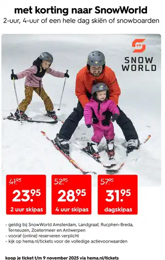 HEMA 4-uur of een hele dag skiën of snowboarden aanbieding