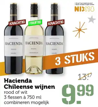 Coop Hacienda Chileense wijnen 750ml aanbieding