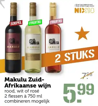 Coop Makulu zuid-afrikaanse wijn 750ml aanbieding