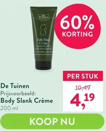 Holland & Barrett De Tuinen Body Slank Creme 200ml aanbieding