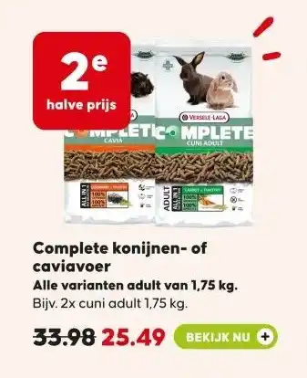 Boerenbond Complete konijnen of caviavoer aanbieding