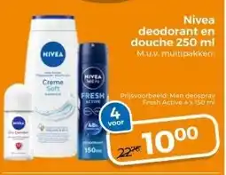 Trekpleister Nivea deodorant en douche 250 ml aanbieding