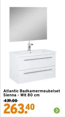 GAMMA Atlantic Badkamermeubelset Sienna - Wit 80 cm aanbieding