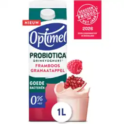 Jumbo Optimel Probiotica Drinkyoghurt Framboos Granaatappel 0% Vet 1000 ml aanbieding
