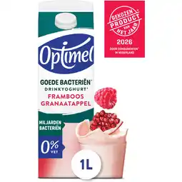 Jumbo Optimel Probiotica Drinkyoghurt Framboos Granaatappel 0% Vet 1000 ml aanbieding