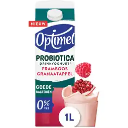 Jumbo Optimel Probiotica Drinkyoghurt Framboos Granaatappel 0% Vet 1000 ml aanbieding