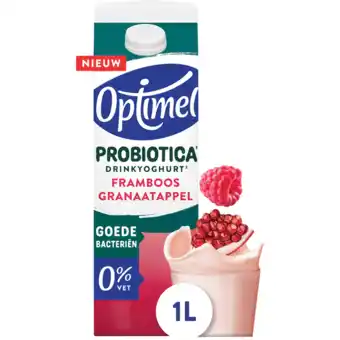 Jumbo Optimel Probiotica Drinkyoghurt Framboos Granaatappel 0% Vet 1000 ml aanbieding