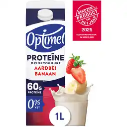 Jumbo Optimel Proteïne Drinkyoghurt Aardbei Banaan 0% Vet 1L aanbieding