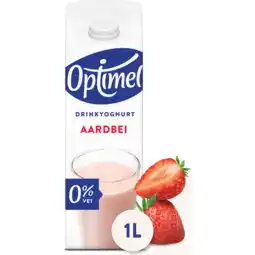 Jumbo Optimel Drinkyoghurt Aardbei 0% Vet 1L aanbieding